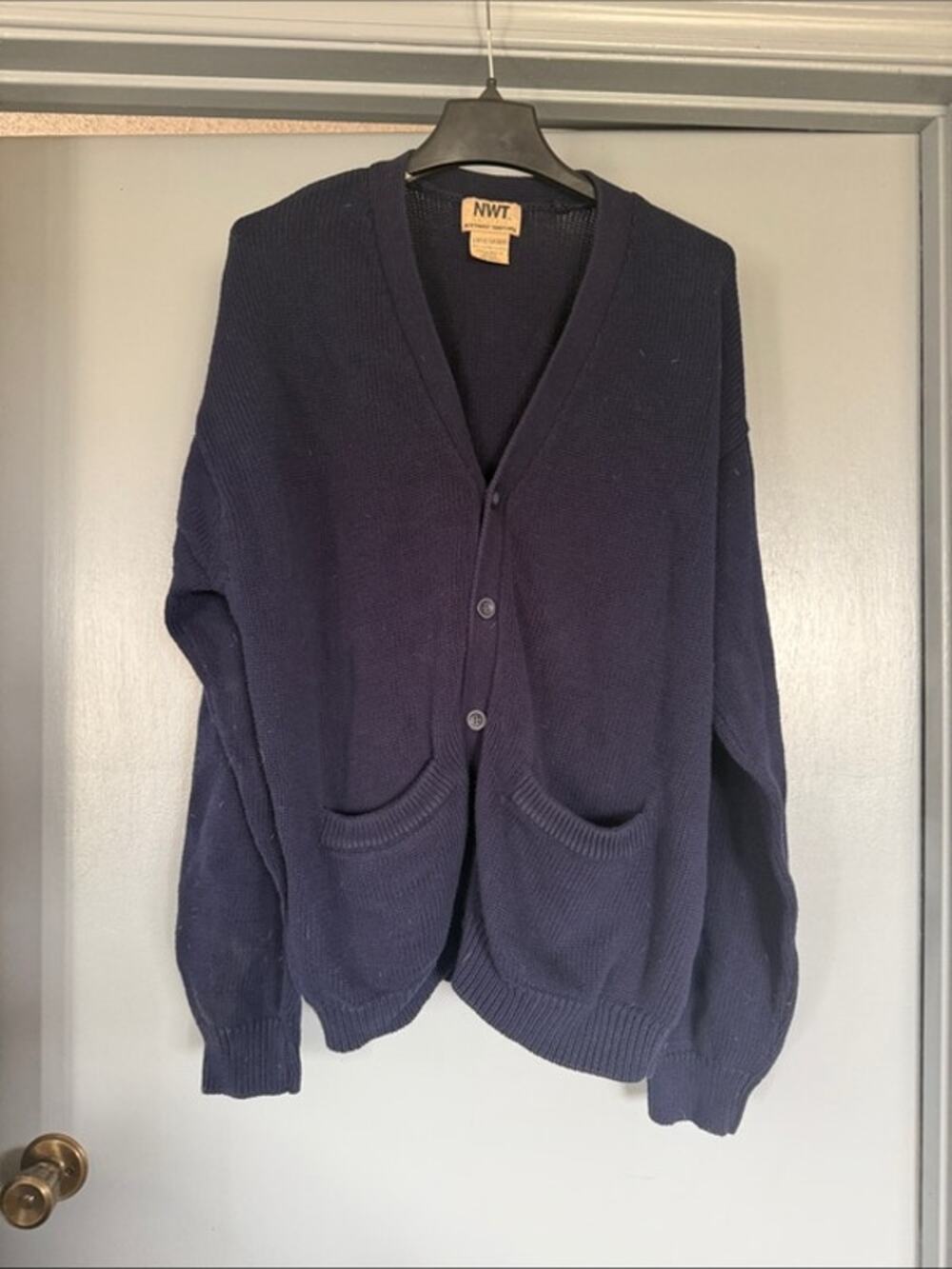 Northwest Territory Naturals Blue Button Cardigan Sweater Long Sleeve L Cotton
